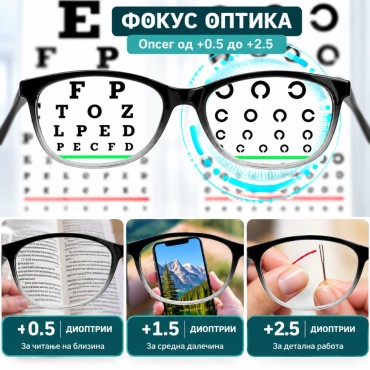 Очила за Читање со Прилагодлив Фокус (1+1 Гратис)